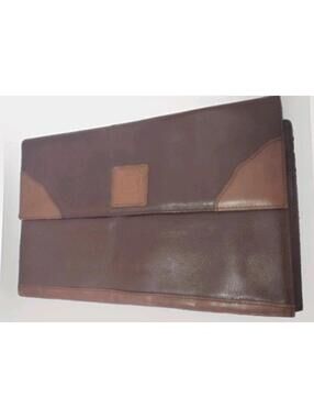 VTG 70s AKA Sorority Leather Folio Portfolio Embossed Shield Brown Document Case
